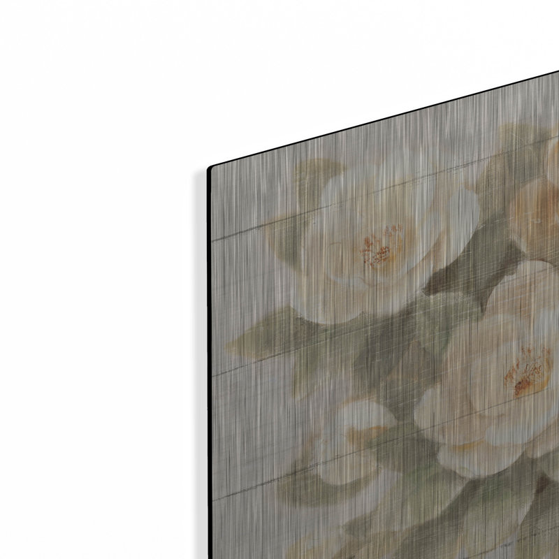 Art mural luxueux «Ivory Camelia On Wood» par Albena Hristova, H 12 po x l 12 po