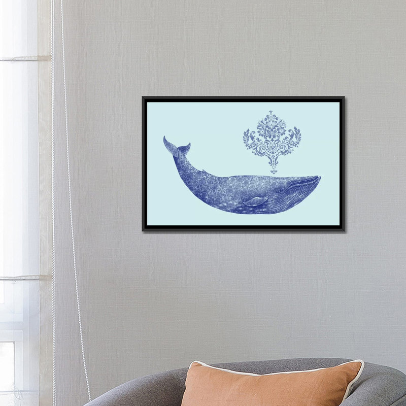 «Damask Whale # 2», impression sur toile, H 18 po x l 26 po x P 1,5 po, Pas de tapis, Toile tendue