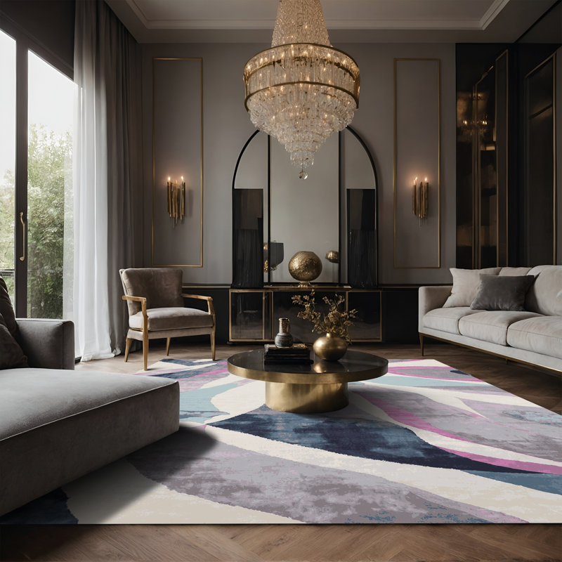Tapis gris soyeux et moelleux, Rectangle 6 pi x 9 pi