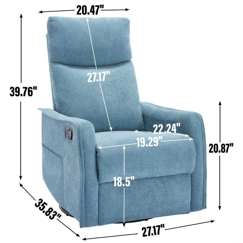 Fauteuil inclinable manuel à massage thermique avec chaise berçante et pivotante, Bleu