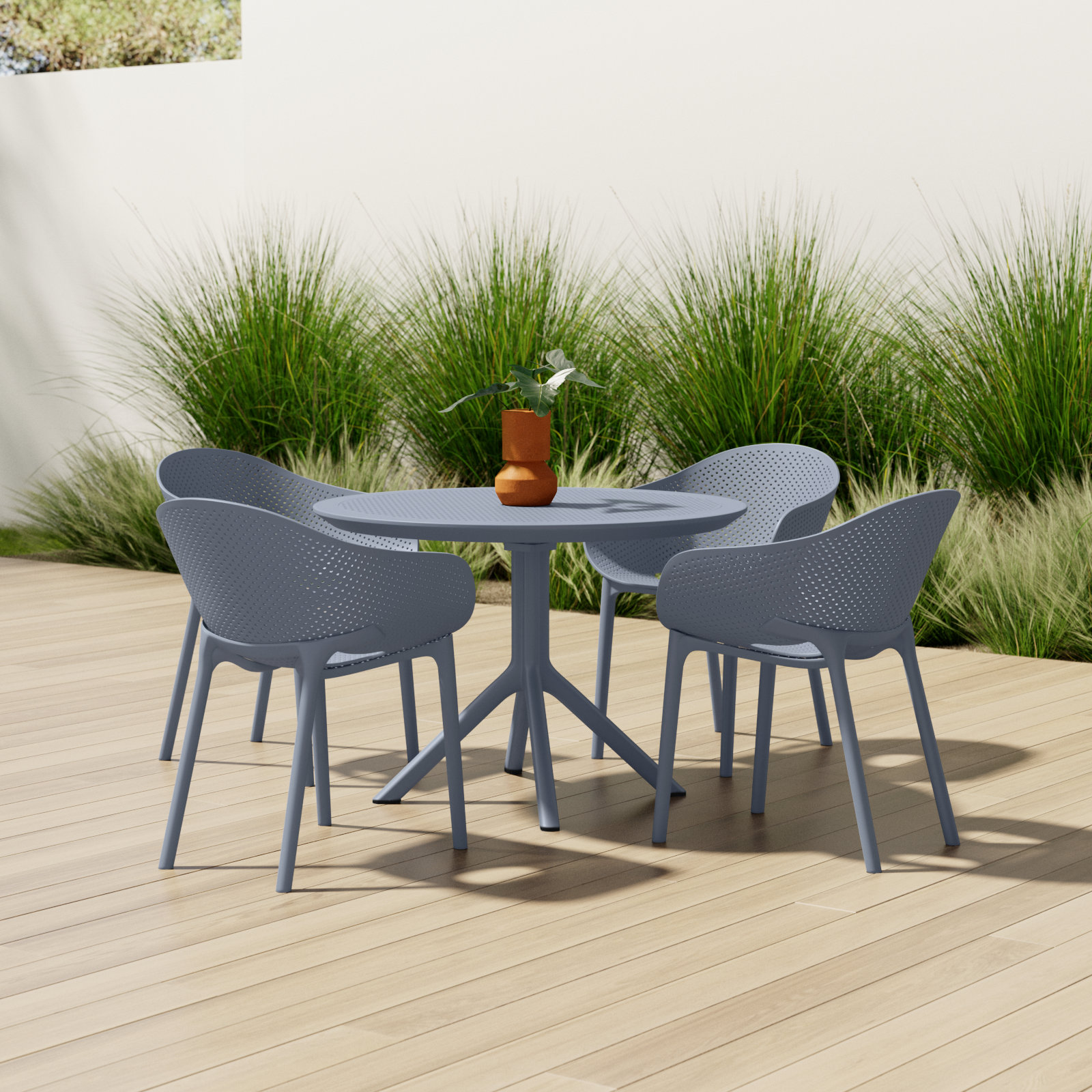 Farrah 41" Patio Dining Set, Gray