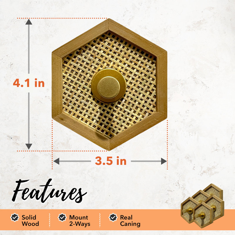 5 crochets muraux hexagonaux 5 pièces, Doré