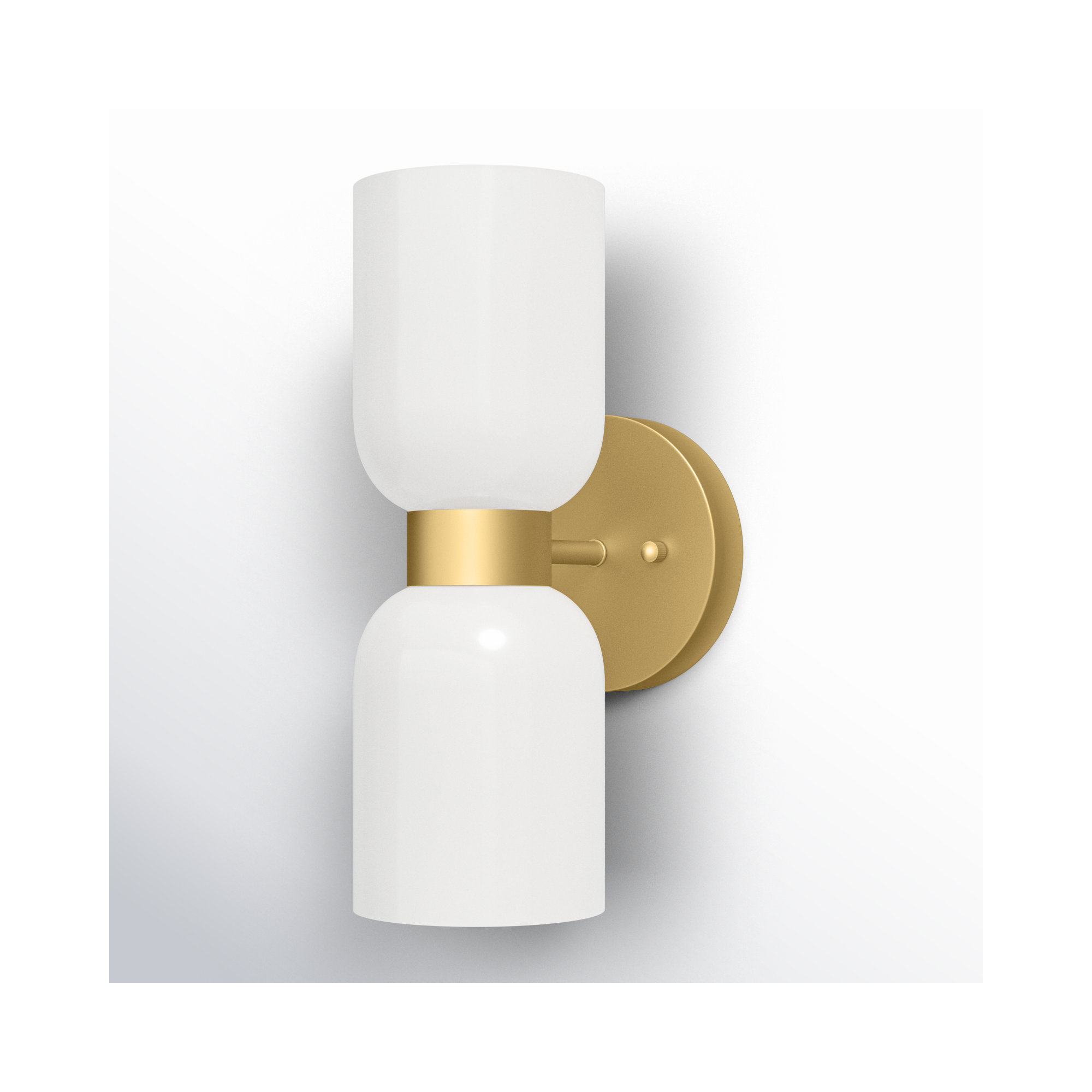 Eugenie 2-Light Steel Dimmable Gold Armed Sconce, White, Brushed Gold