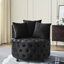 Chaise pivotante en velours noir avec boutons et siège rembourré confortable pour le salon avec roulettes