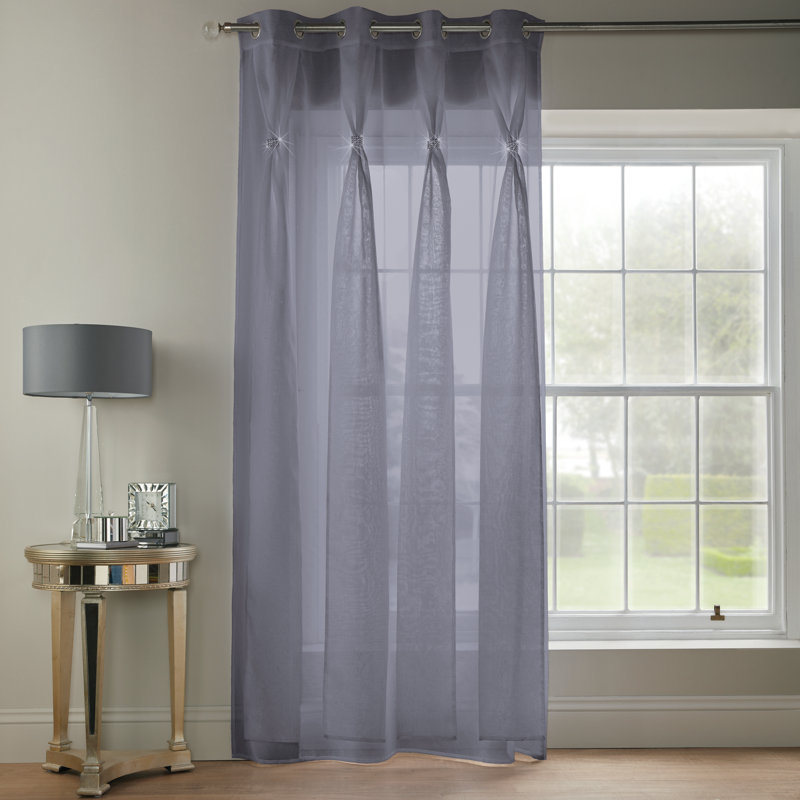 Eoin Diana Eyelet Sheer Curtain Panel, 144 W x 274 D cm, Silver