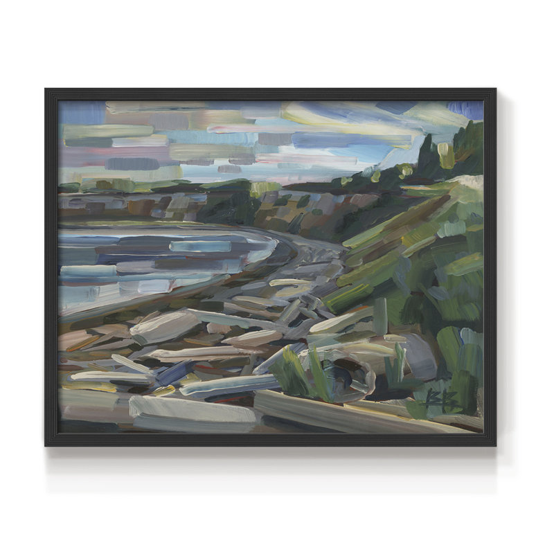 Tôt le matin sur la plage - Reproduction encadrée - Restickable, H 8 po x l 10 po, Noir, noir, noir, noir