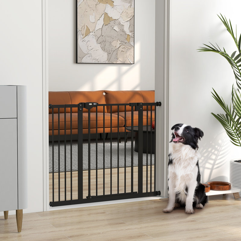 Pressure Mounted Pet Gate With Door, Black, 74-100 cm