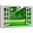 «Window Scenery View to Green Forest Field», reproduction sur toile tendue-98466666