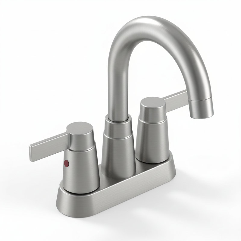 Modern 2-Handle 4" Centerset Bathroom Sink Faucet with High-Arc 360° Swivel Spout, Brushed Nickel