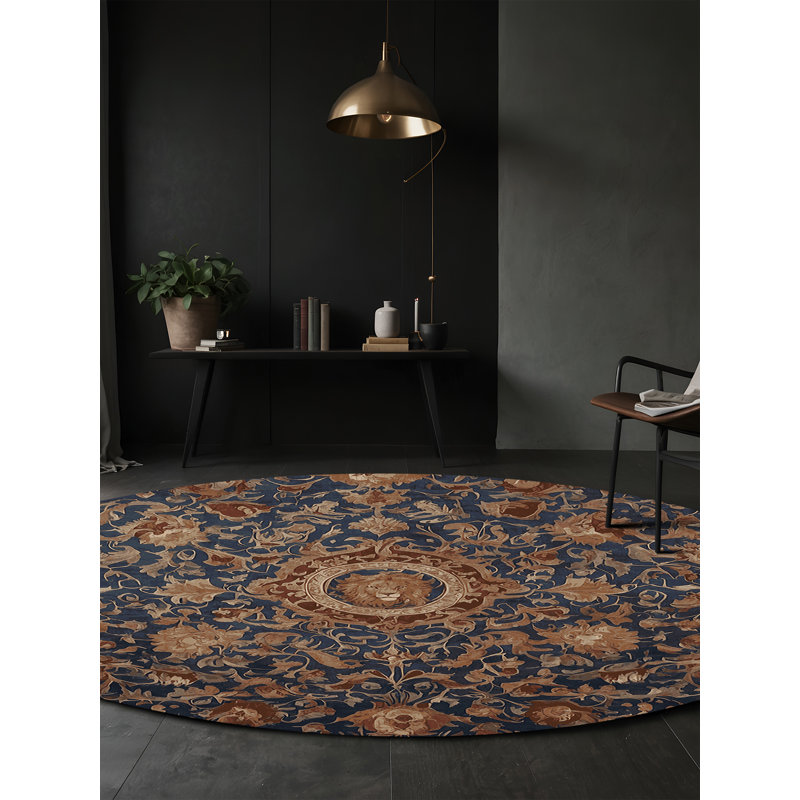 Tapis brun lavable à la machine, Rond 8 pi