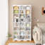 Ensemble de 2 bibliothèques hautes et étroites avec tablettes réglables, étagère de rangement mince à 8 niveaux avec dispositif anti-basculement, étagère de rangement sur pied pour petits espaces