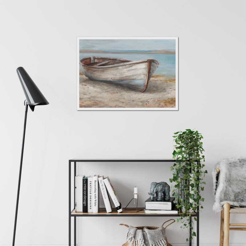 Whitewashed Boat I by Ethan Harper - Painting, White Framed Paper Print, 34cm H x 50cm W