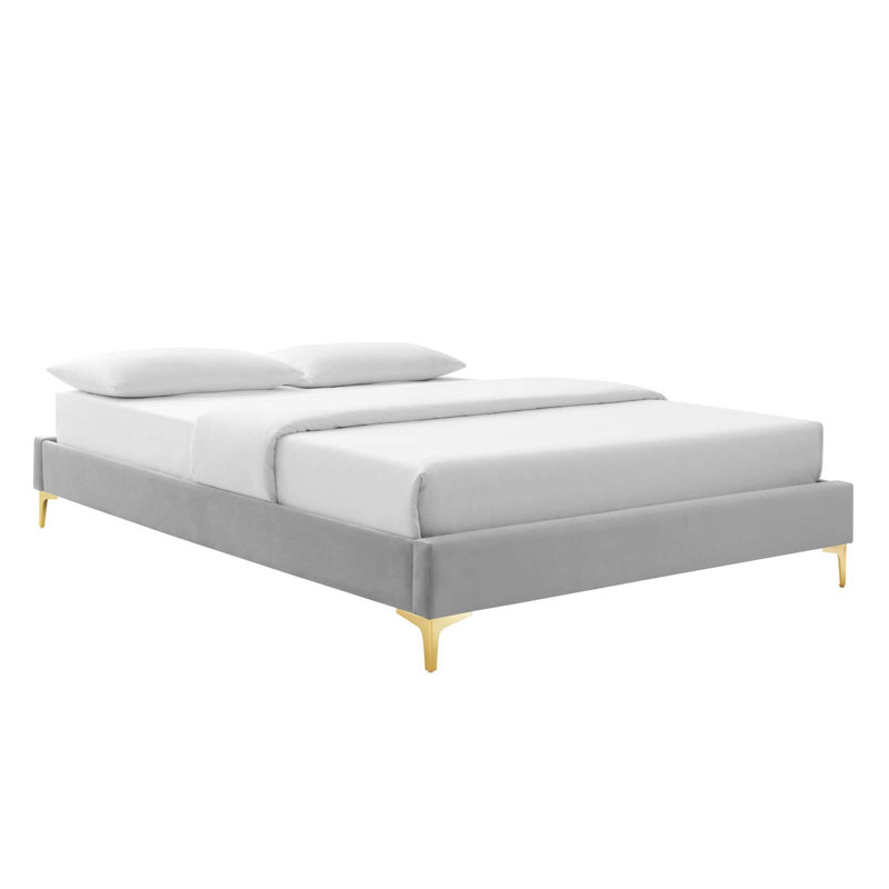 Sutton Performance Velvet Bed Frame, King, Light Grey Velvet