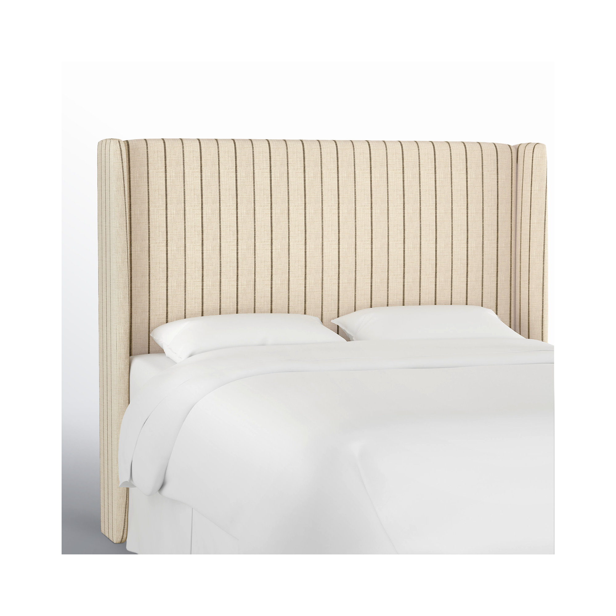 Tilly Upholstered Headboard, Fritz Charcoal Stripe, Queen