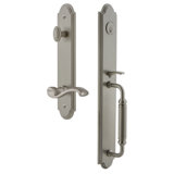 Arc Handleset with Single Cylinder Deadbolt and Portofino Door Lever and Arc Rosette