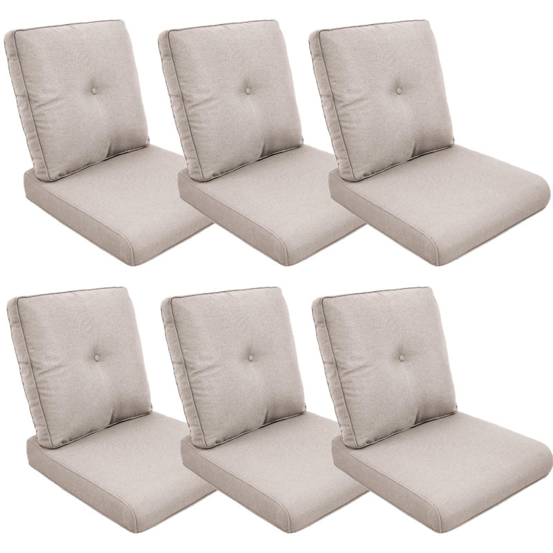 Schutt 22" W Olefin Outdoor Seat/Back Cushion with Removable Zippered Covers, Beige, 6 Seat/Back Cushion