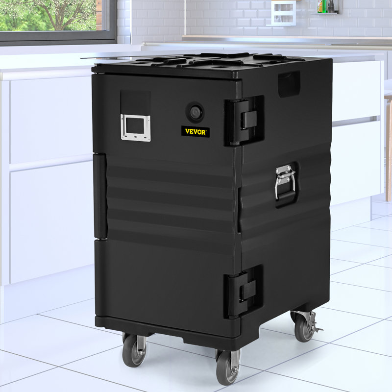 Black 109Qt Insulated Food Carrier with Wheels and Handles
