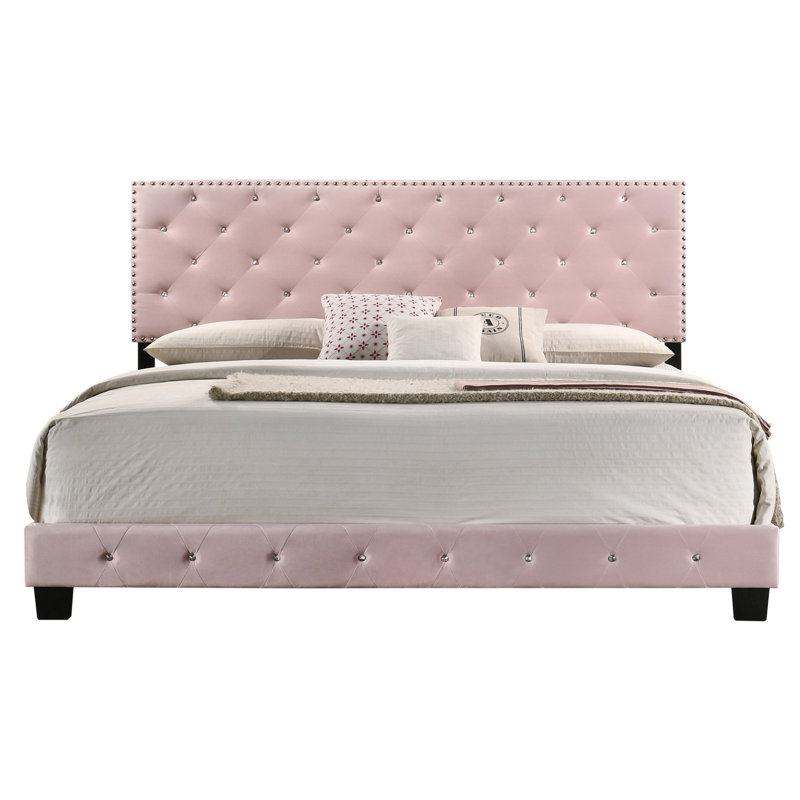 Lit rose de 83 po x l 80 po x H 48 po - Matériaux, rembourré de mousse, transitionnel, charmant 48 po