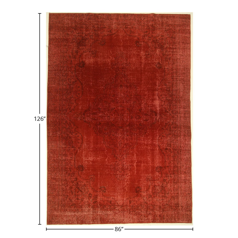 Hand Knotted Abstract Area Rug in Red