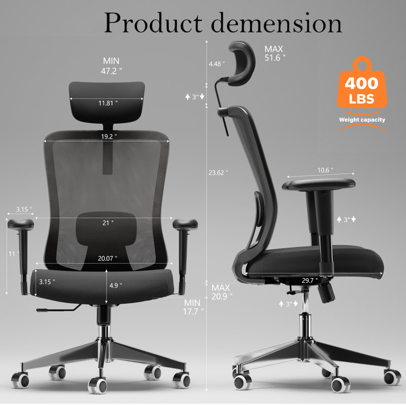  Ergonomic Office Chair , 300 Lbs Home Mesh Office Desk Chairs With Wheels, Comfortable Gaming Chair, High Back Office Chair For Long Hours