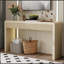 Console rustique avec 3 tiroirs cannelés - Table d'entrée en placage de bois massif avec grain de bois naturel pour le salon, le couloir (abricot)-118038726