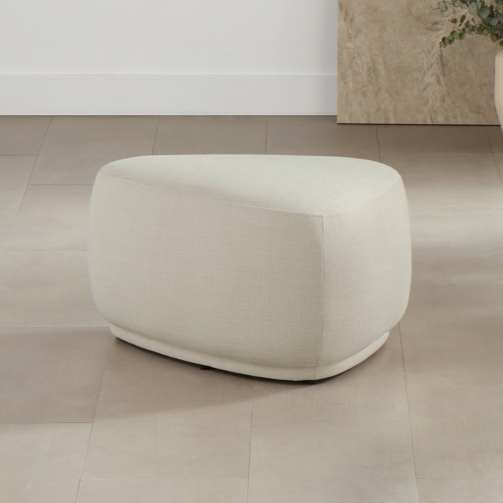 Adna 26" Ottoman, Effie Linen Performance