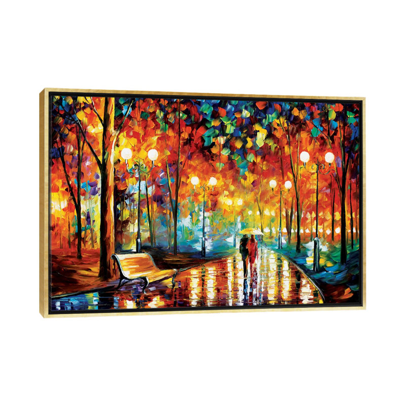 " Rain's Rustle II " by Leonid Afremov, 32" H x 48" W x 1.5" D, Gold Floater Framed Canvas