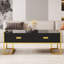 Table basse moderne moderne noire avec 4 tiroirs et base dorée de 47,3 po (table incluse seulement)-388742629