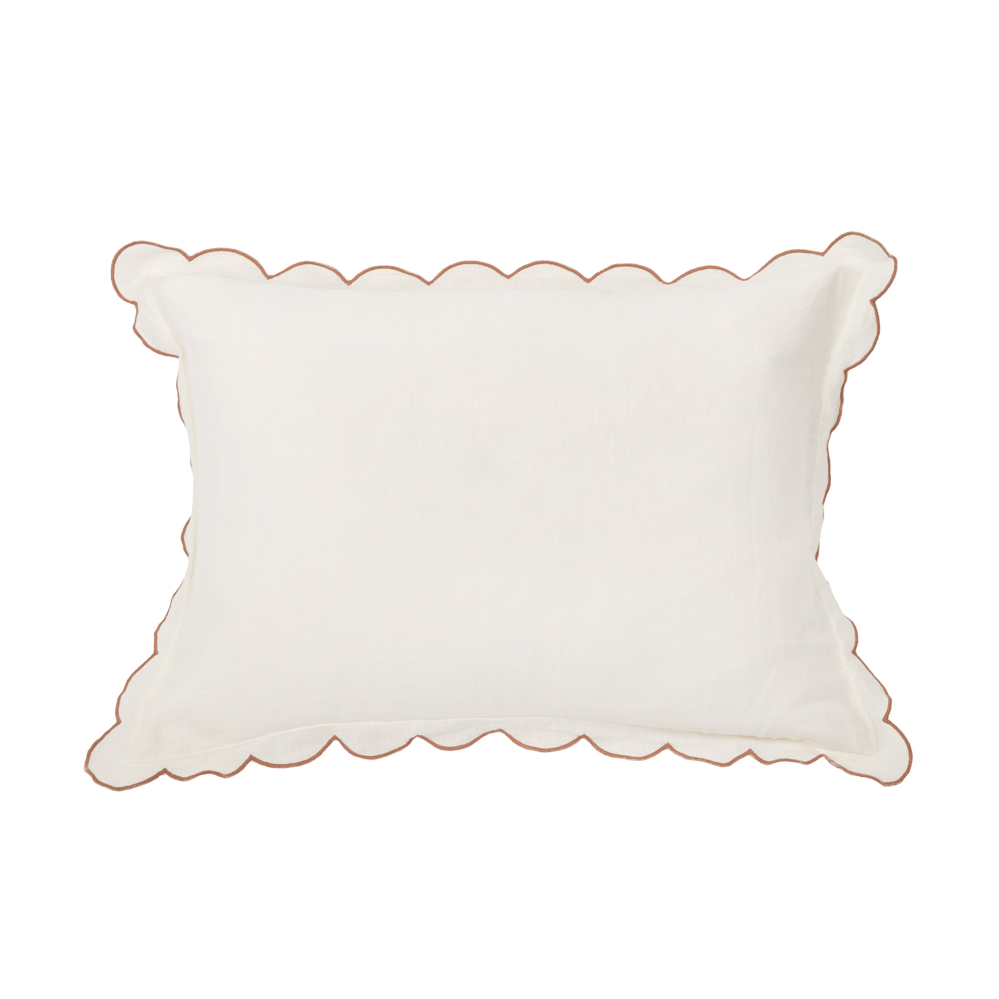 Kelly Linen Sham, King, Cream/Terra Cotta