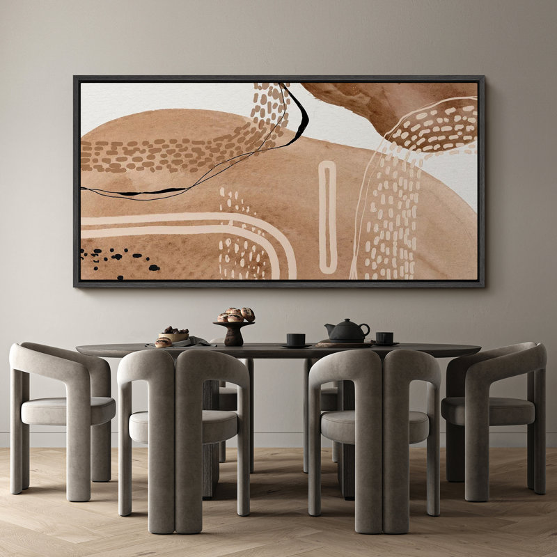 Earthy Contours, impression géométrique encadrée sur toile, H 30 po x l 60 po, Noir, noir, noir, noir