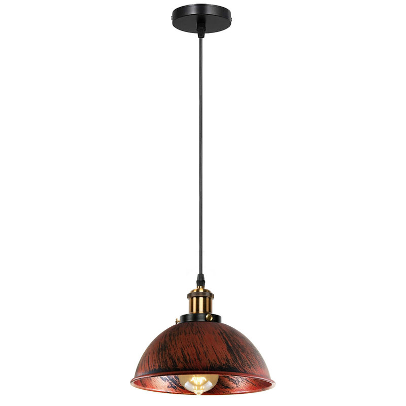 Arroyo 1 - Light Black Dome Pendant, Rustic Red
