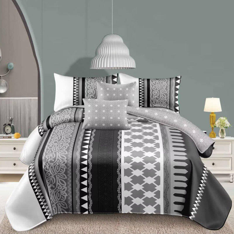 Microfiber Floral Duvet Cover Set, Double Duvet Cover + 3 Additional Pieces