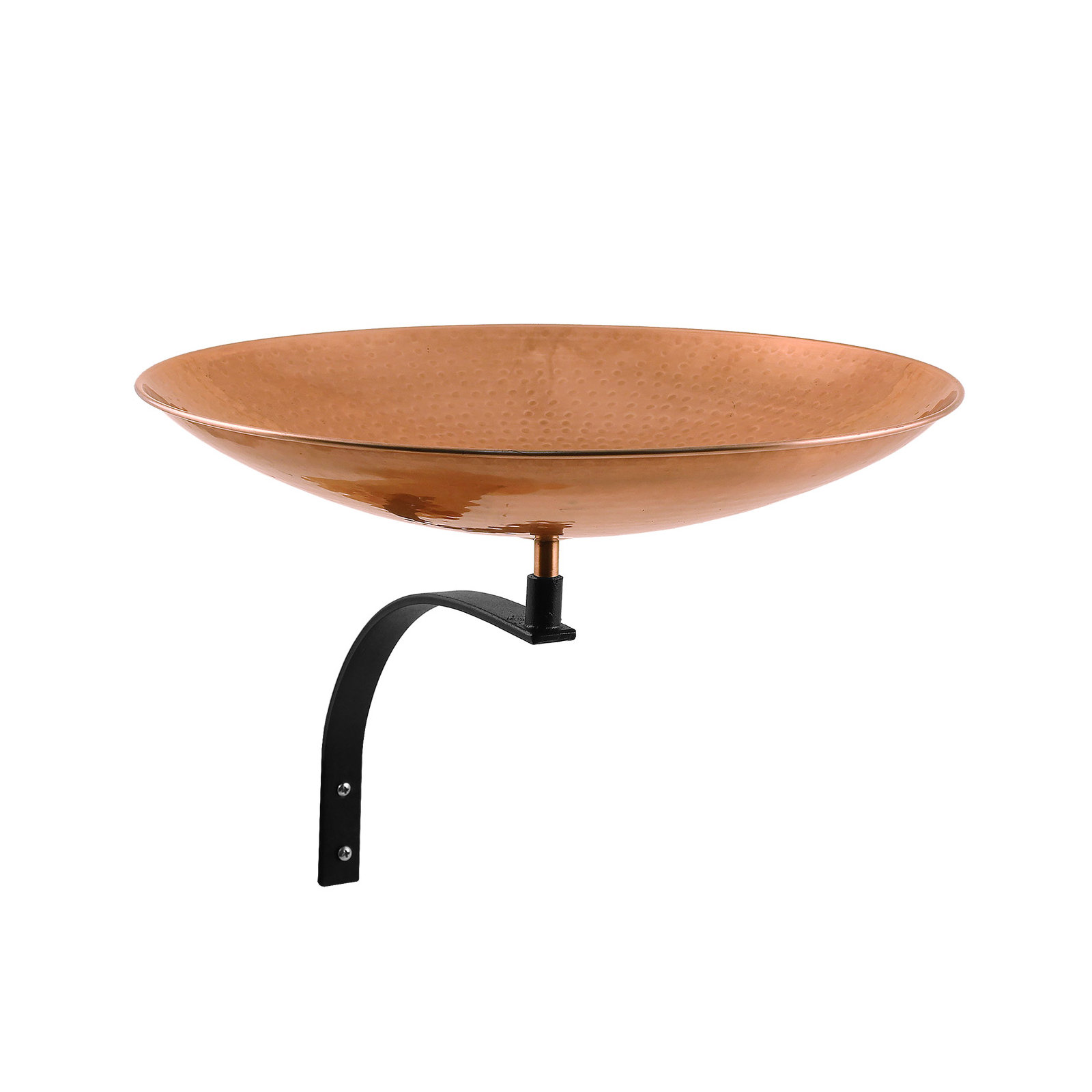 Polished Copper Birdbath with Wall Mount Bracket, Brown