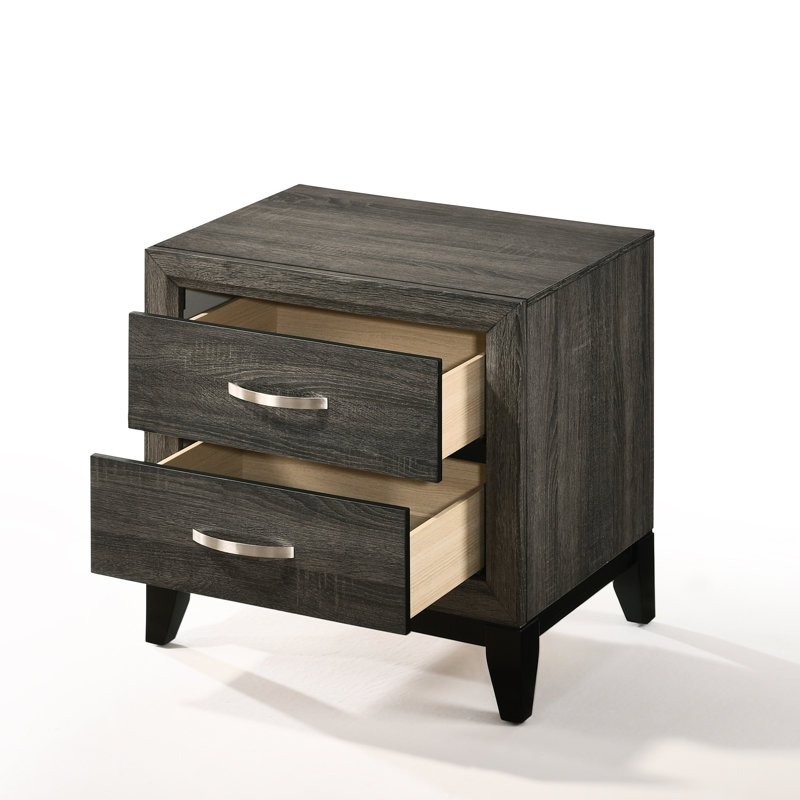 Table de chevet moderne 2 de couleur grise vieillie avec un grand espace