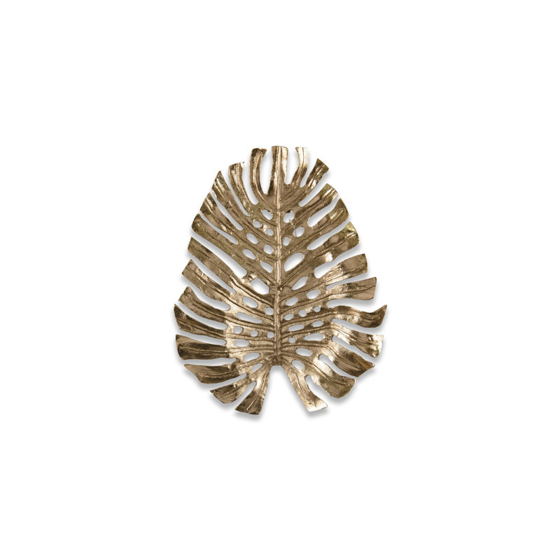 Gilded Palm Leaf Sculpture III, 17" H x 13" W x 3" D