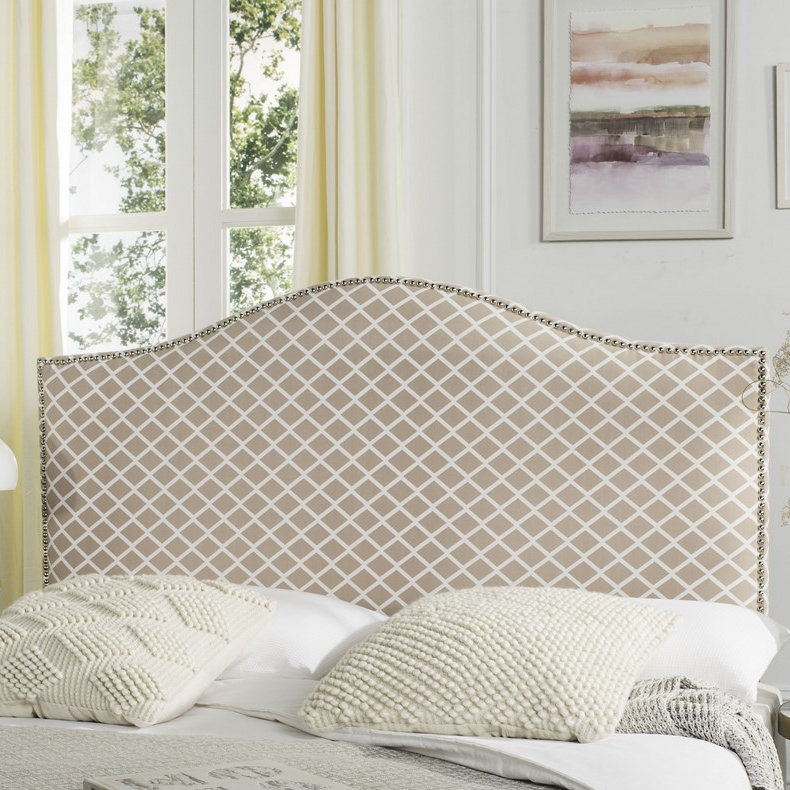 Epping Upholstered Headboard, Peach Pink & White