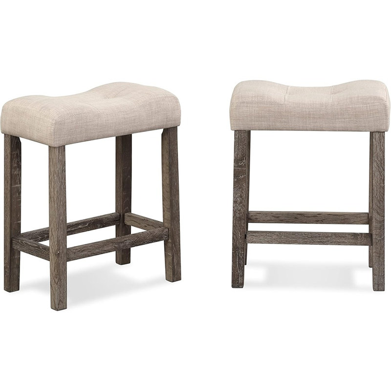 Ensemble de 2 tabourets de selle capitonnés à hauteur de comptoir, taupe