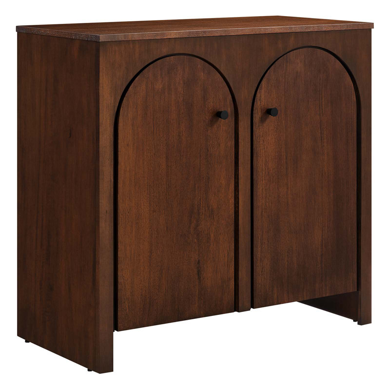 Appia Walnut Wood 36.2" Arched Door Storage Cabinet with Adjustable Shelves