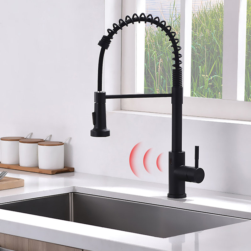 Robinet de cuisine sans contact - automatique Smart, mains, noir, remplissage en céramique, laiton, design intelligent automatique, élégant