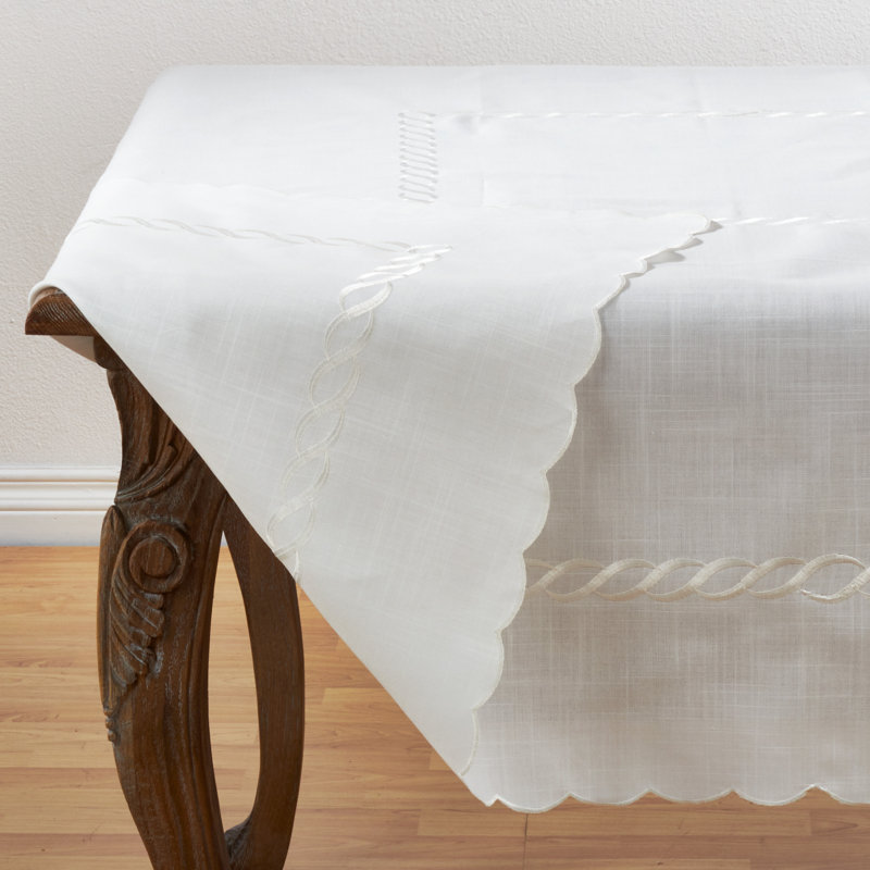 Penniman Braided Embroidery Tablecloth, 120" L x 67" W