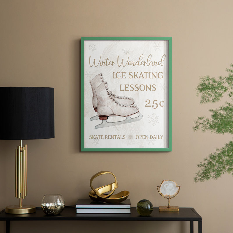 «Skate Lessons», reproduction encadrée - bois massif, H 30 po x l 24 po, Vert