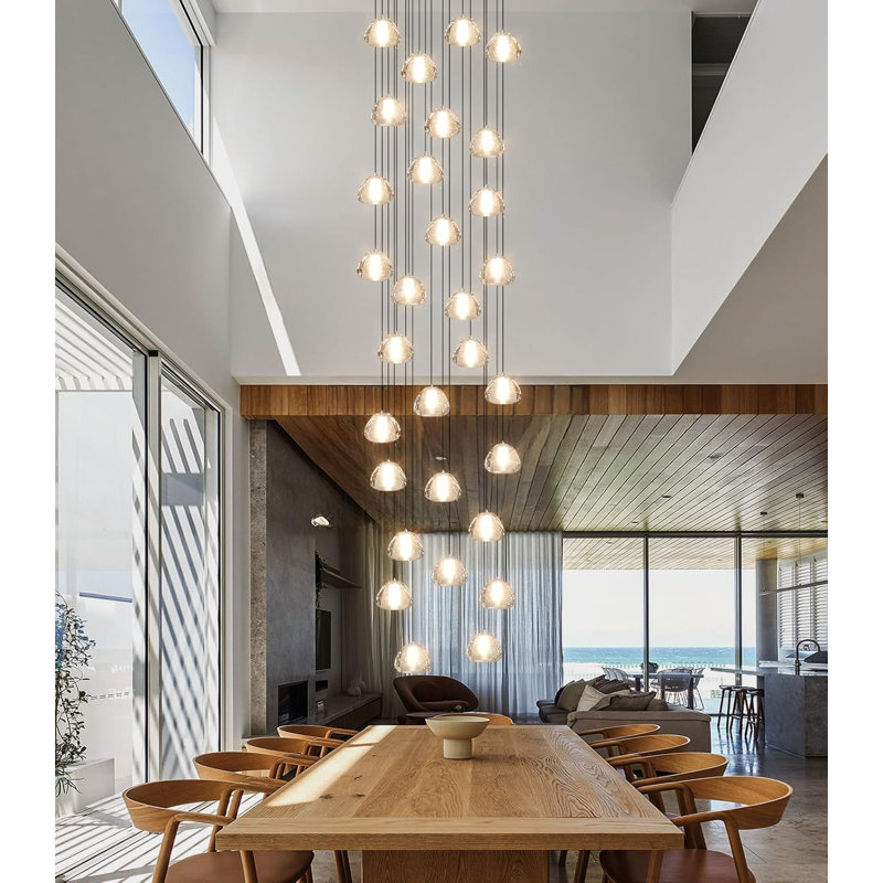 14 - Light Dome Crystal Chandelier, Noir mat