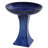 Samere Freestanding Ceramic Outdoor Bird Bath, UV-Resistant Blue Finish