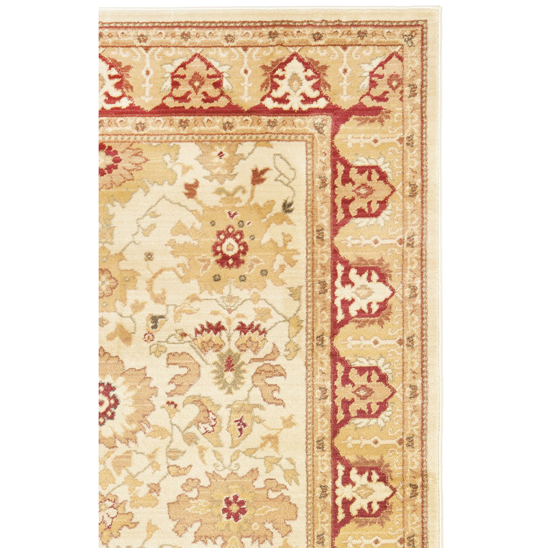 Tapis crème / rouge Dunbar, Rectangle 4 pi x 5 pi 7 po
