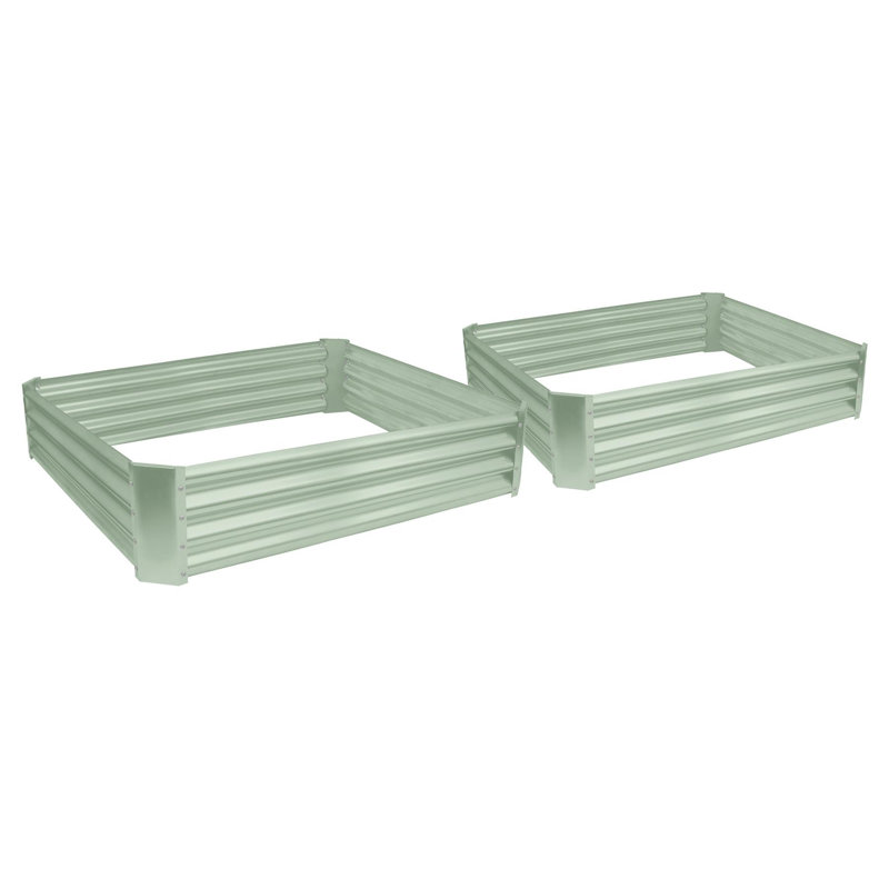 Harbour Housewares - Square Galvanised Steel Raised Garden Bed Planters - 120cm x 120cm - Green - Set of 2