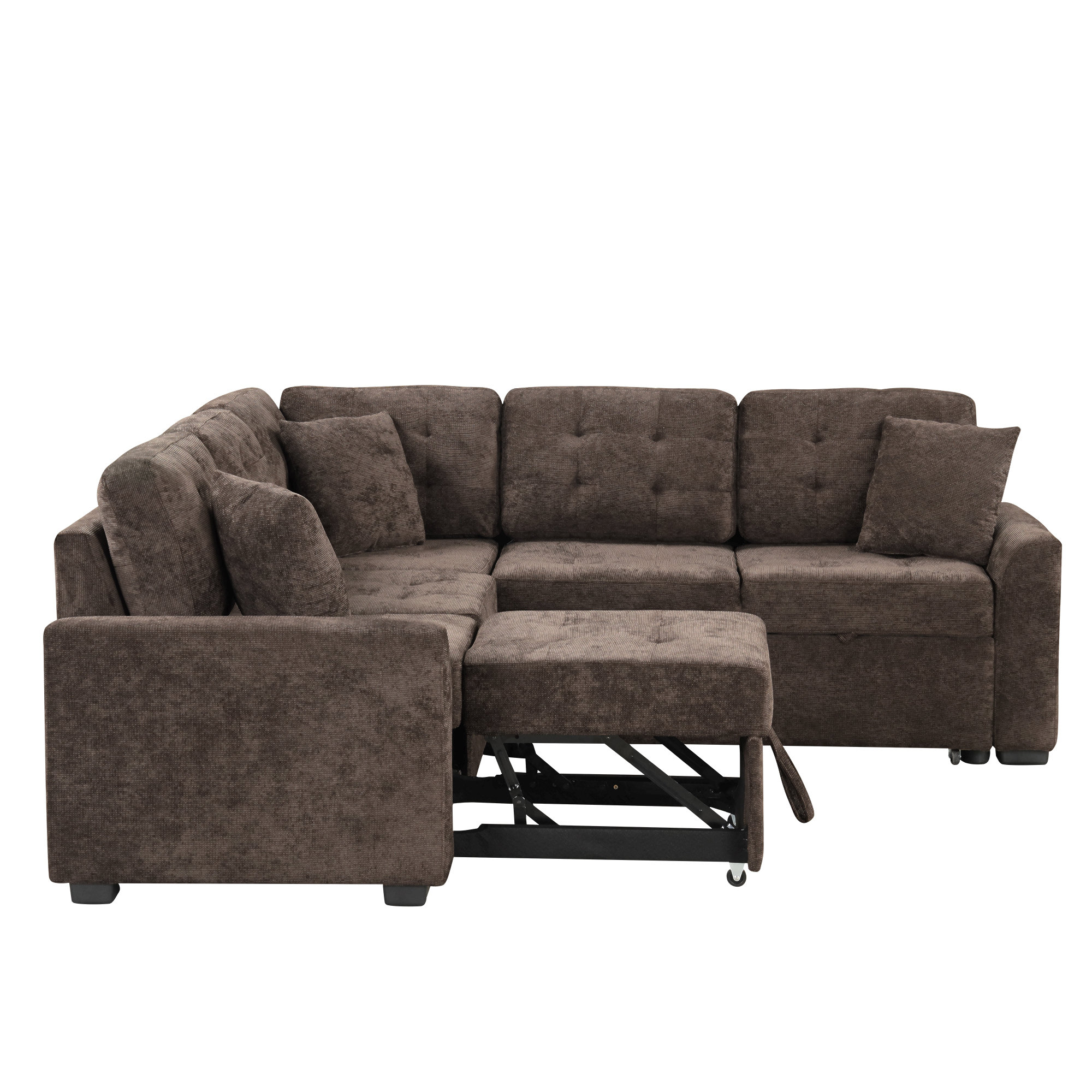Latitude Run® 82.6" L-Shape Sofa Bed Pull-Out Sleeper Sofa With Wheels ...