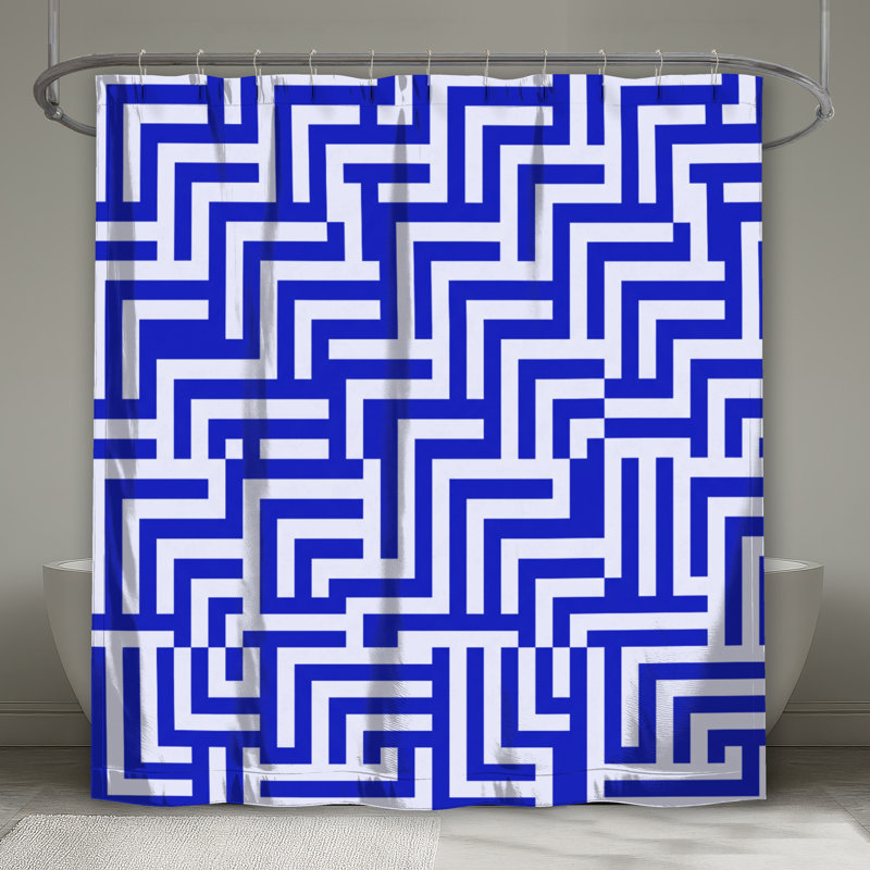 Rideaux de douche Labyrinth, L 70 po x H 93 po, Bleu moyen / gris clair