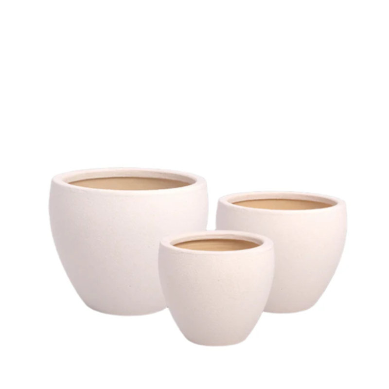 Ceramic Planter Set Of Three Lava Finish White
