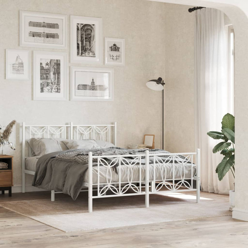 Antorio Metal Bed, White, 140cm x 200cm