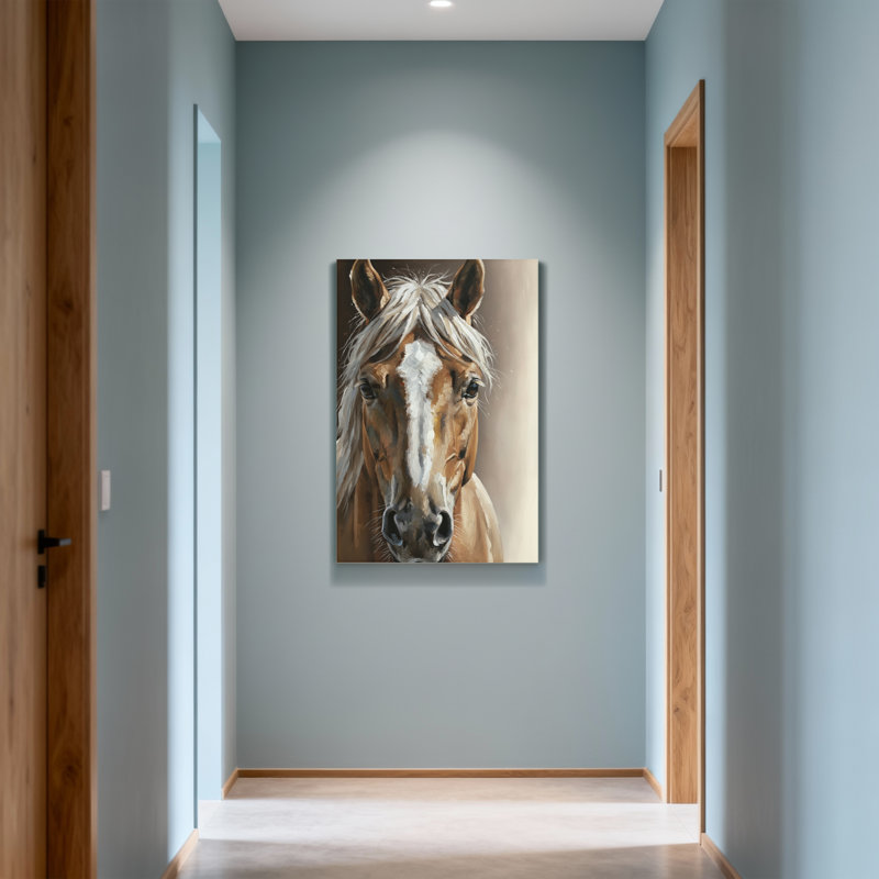 Portrait de cheval avec flamme blanche et crinière douce, H 40 po x l 28 po